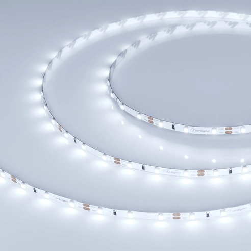 Лента светодиодная RT-A60-5mm 12V Cool 8K (4.8 W/m, IP20, 2835, 5m) (Arlight, узкая)