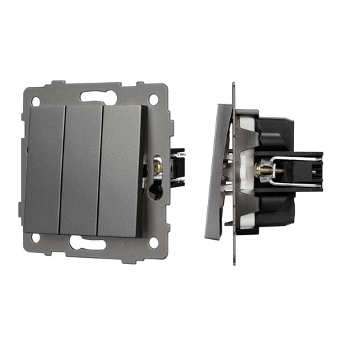 Механизм выключателя трехклавишный непроходной SWT-MK03-PL-GR-V (250V, 10A) (Arlight, -)