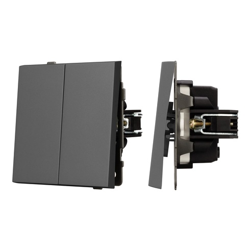 Механизм выключателя двухклавишный проходной SWT-TENDO-MKP2-SFPL-GR (230V, 10A) (Arlight, -)