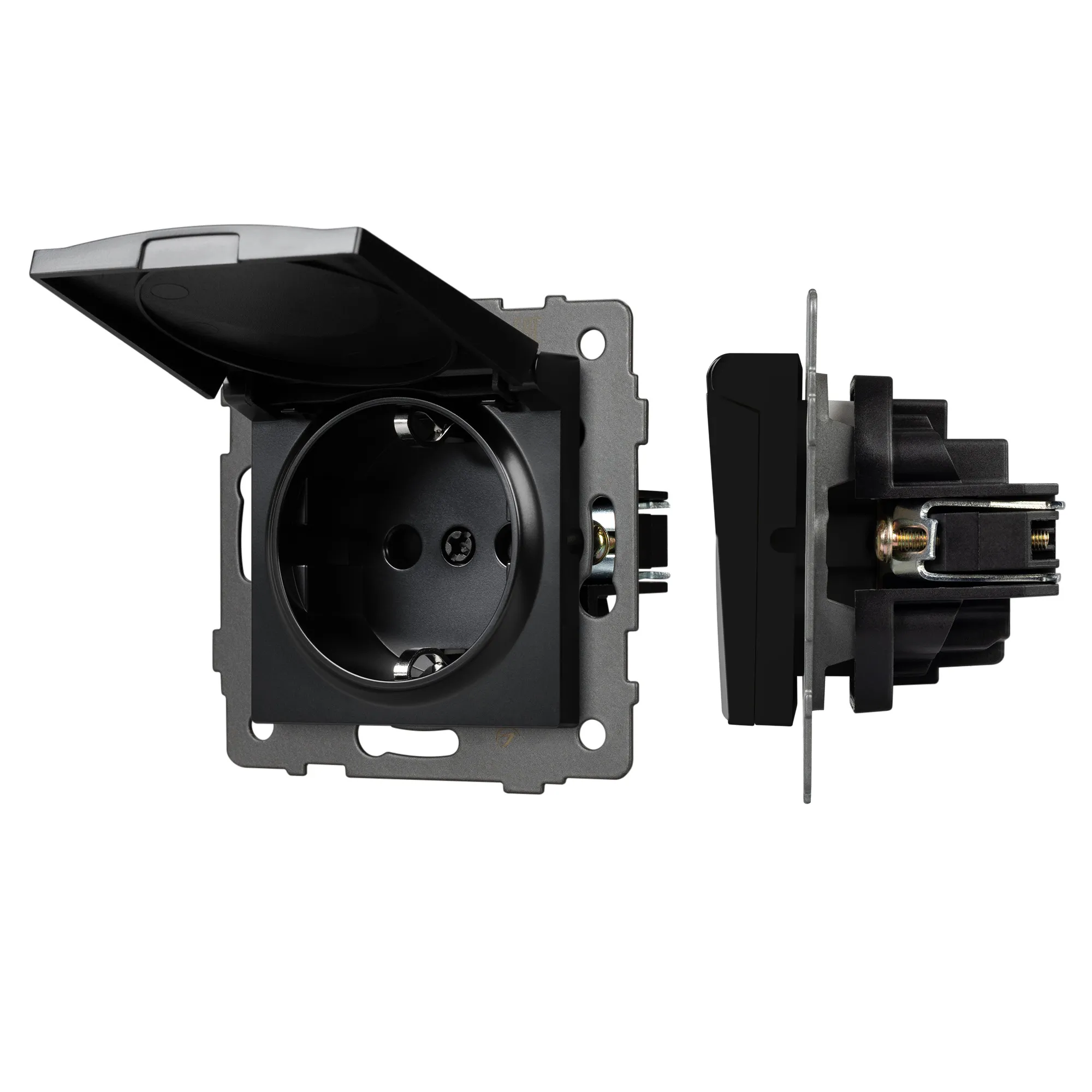 Механизм розетки влагозащищённый SCT-MCP-PL-BK-V (250V, 16A) (Arlight, -) - изображение товара